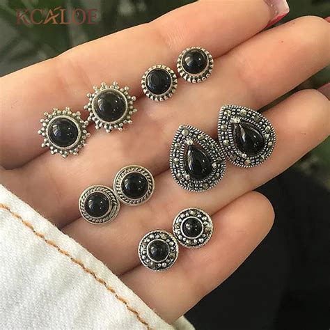 black metal stud earrings